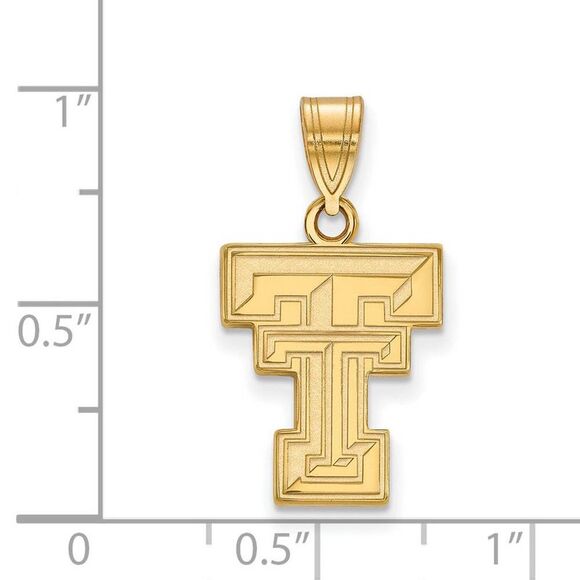 10k Yellow Gold Texas Tech U. Medium 'TT' Pendant - Picture 2 of 3